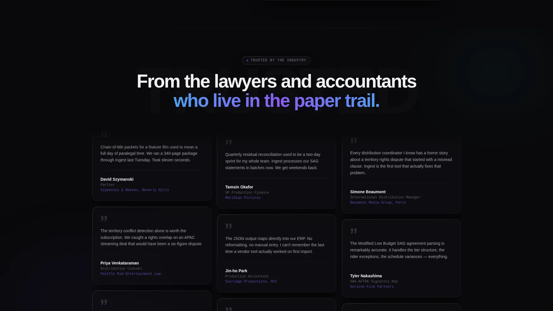 AI Entertainment Document Processing Landing Page