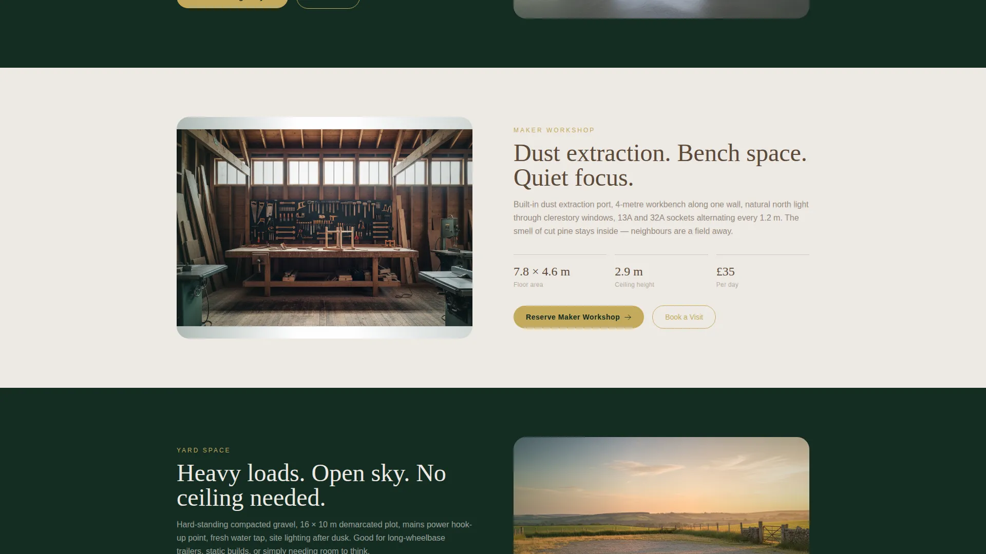 Garage Bay & Workshop Rental Landing Page Template