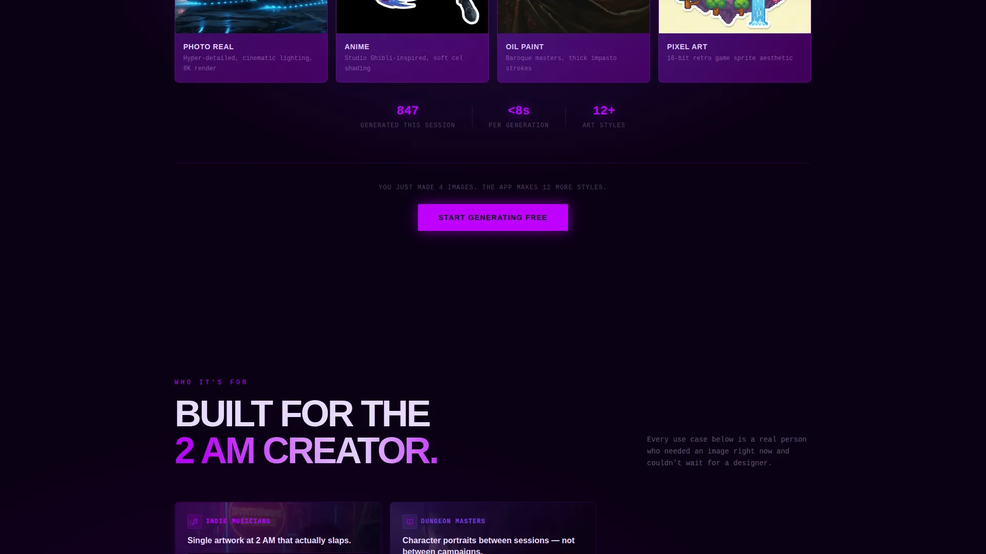 AI Image Generator Landing Page Template