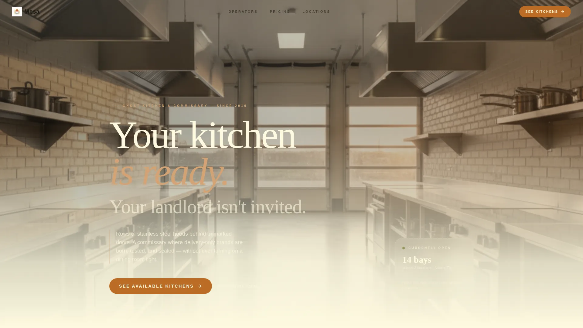 Ghost Kitchen Landing Page Template for Rental Spaces