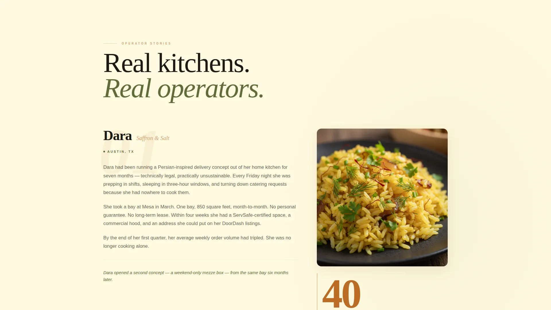 Ghost Kitchen Landing Page Template for Rental Spaces