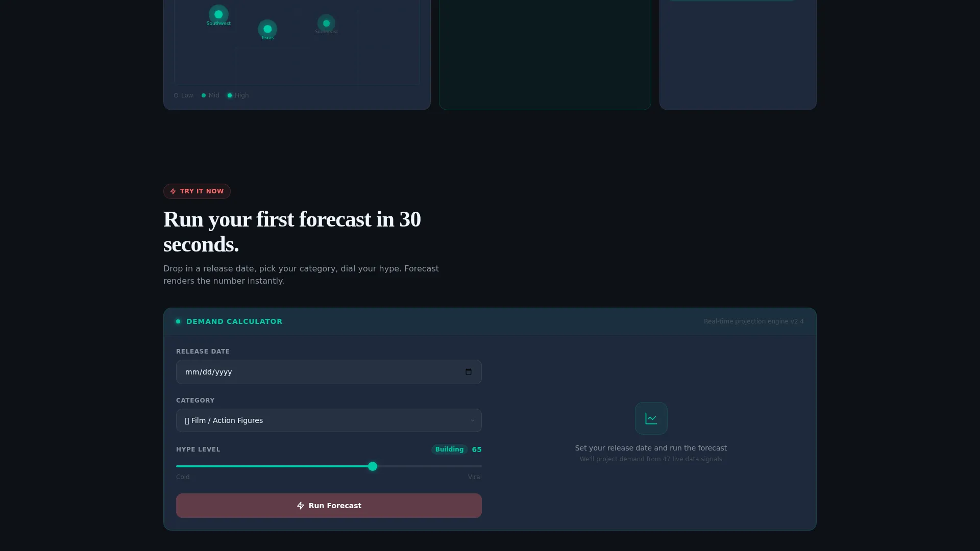 AI Entertainment Inventory Forecasting Landing Page