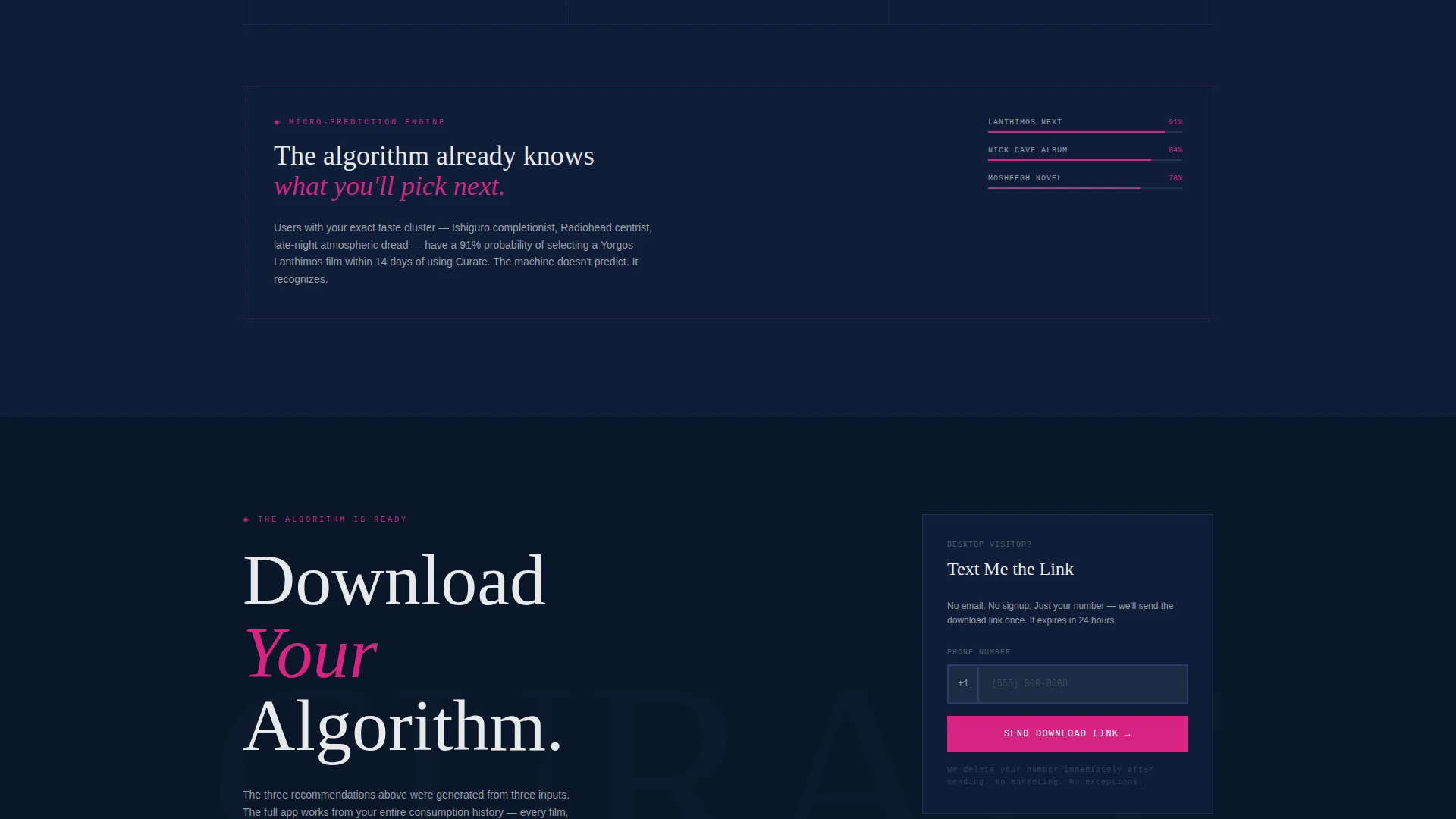 Brutalist AI Entertainment Recommendation Landing Page