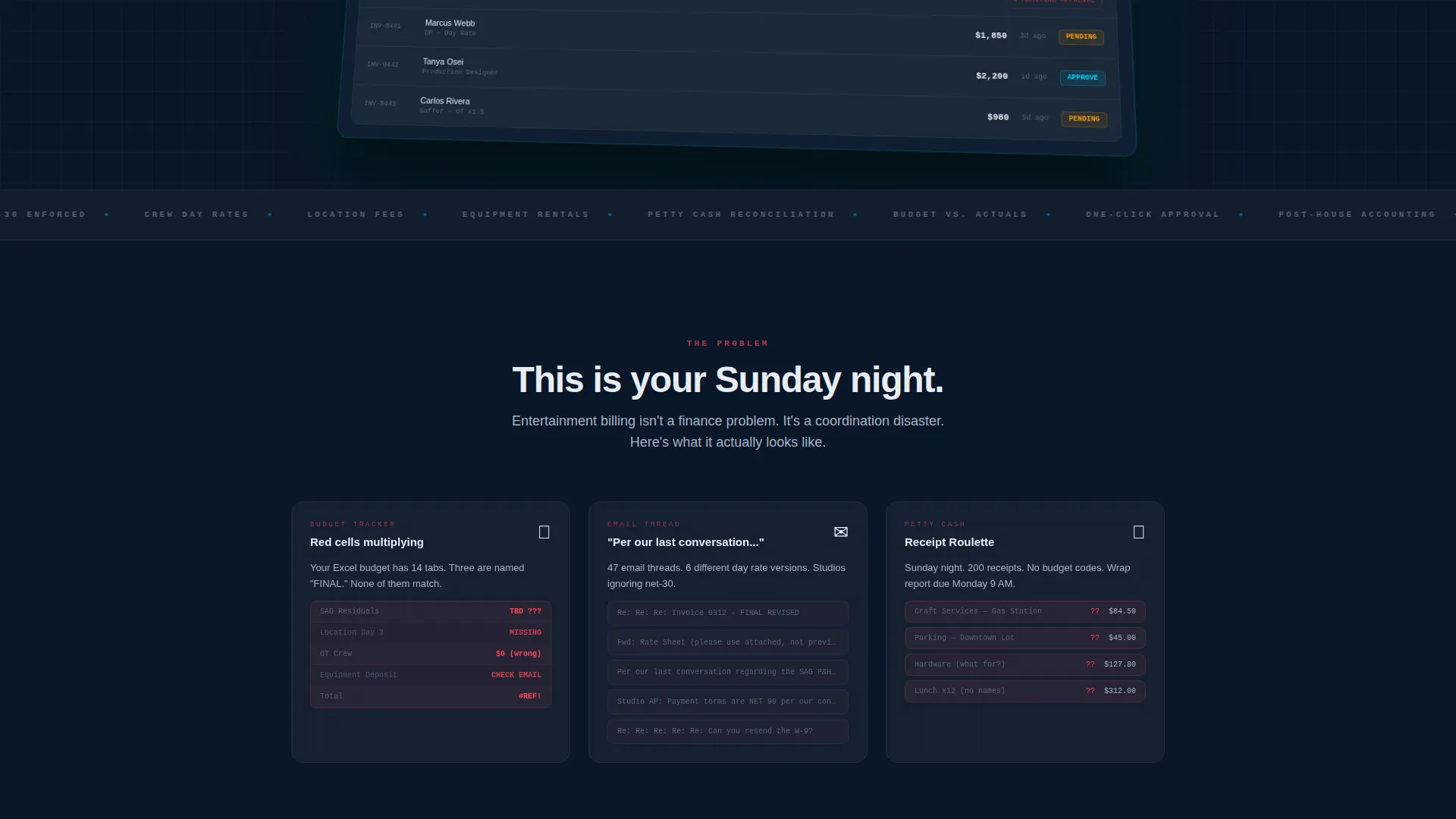 Entertainment Billing Landing Page Template