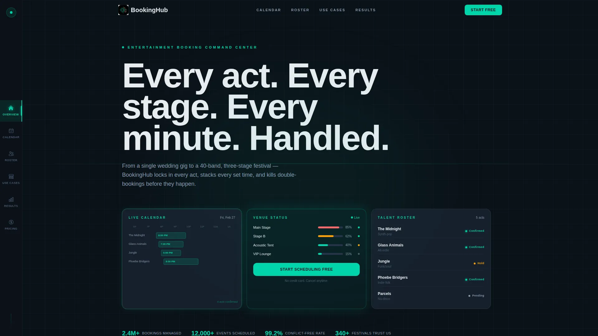 Entertainment Booking & Scheduling Landing Page