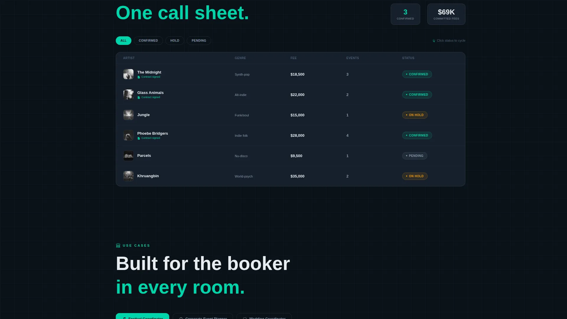 Entertainment Booking & Scheduling Landing Page