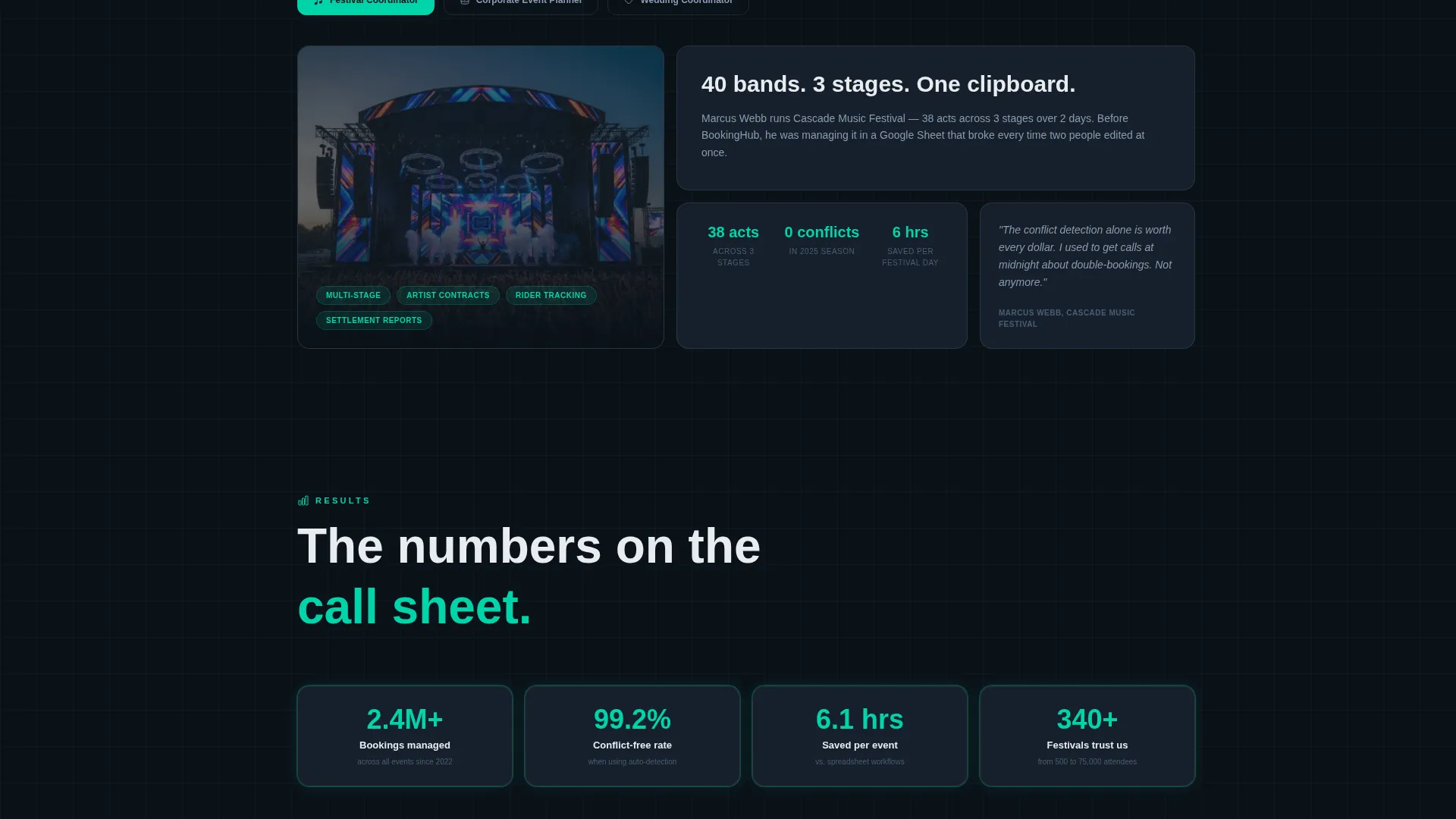 Entertainment Booking & Scheduling Landing Page