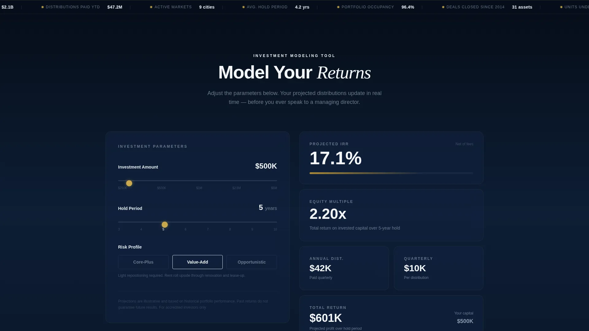 High-Rise Residential Real Estate Investor Landing Page