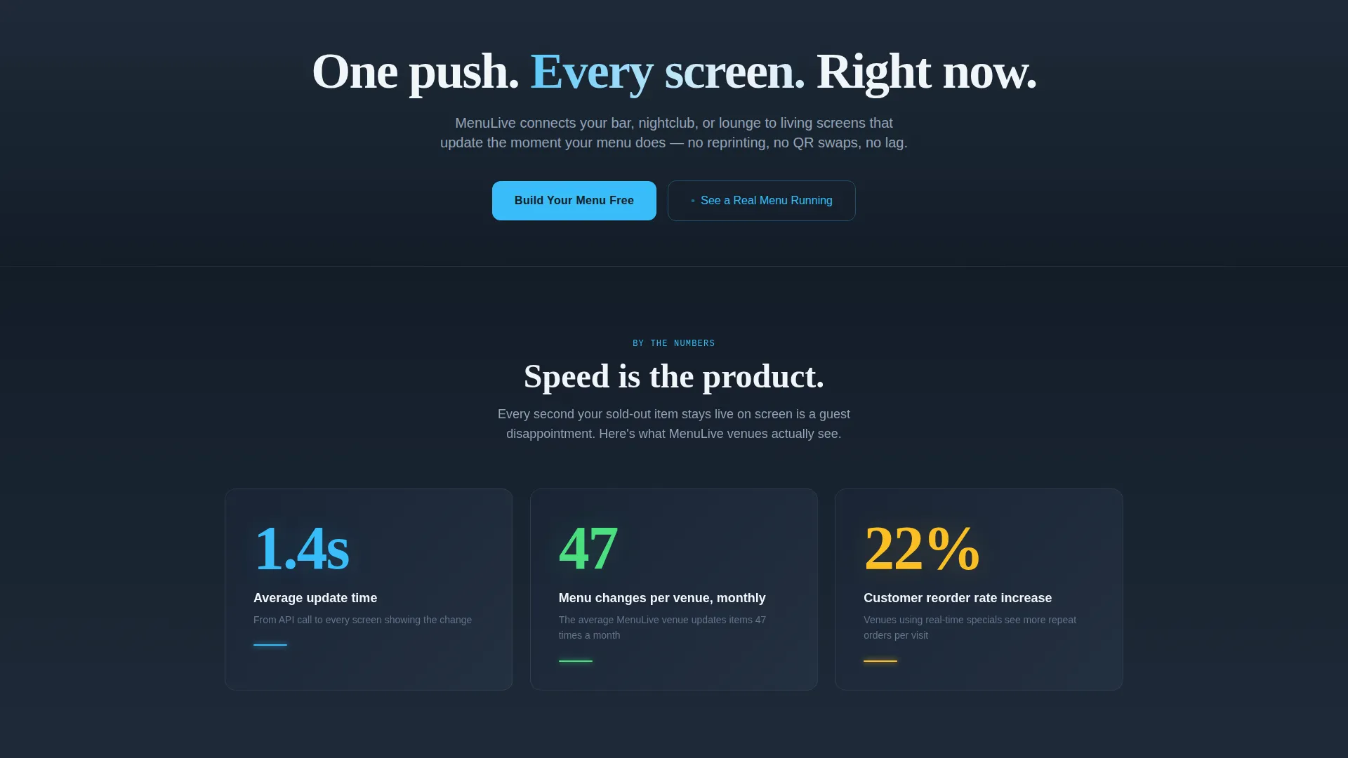 Digital Menu Landing Page Template for Venues