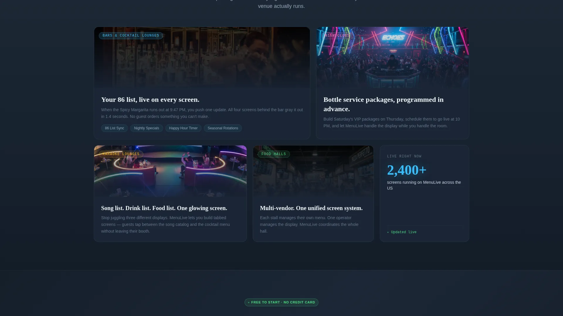 Digital Menu Landing Page Template for Venues