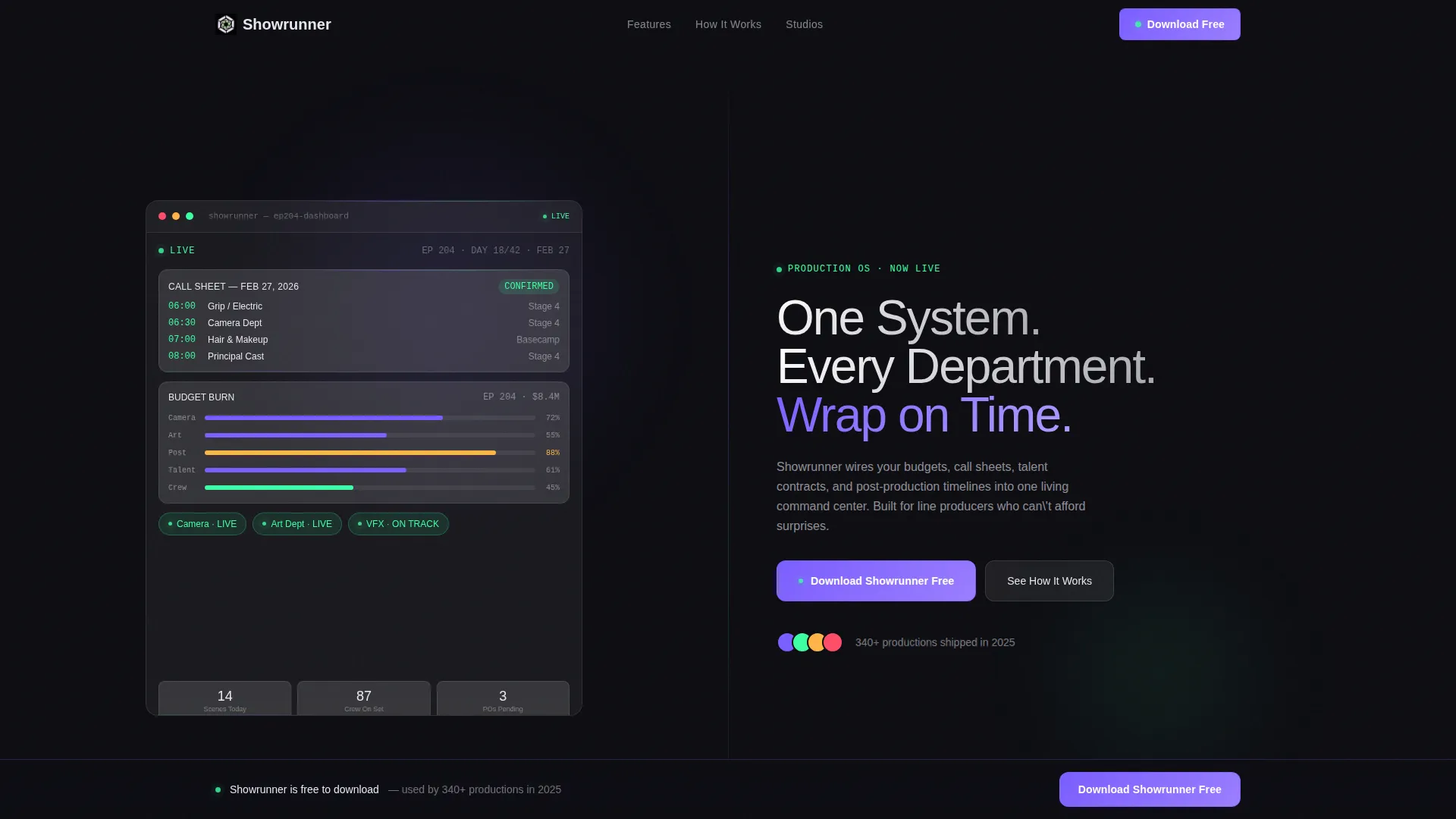 Entertainment ERP Landing Page Template