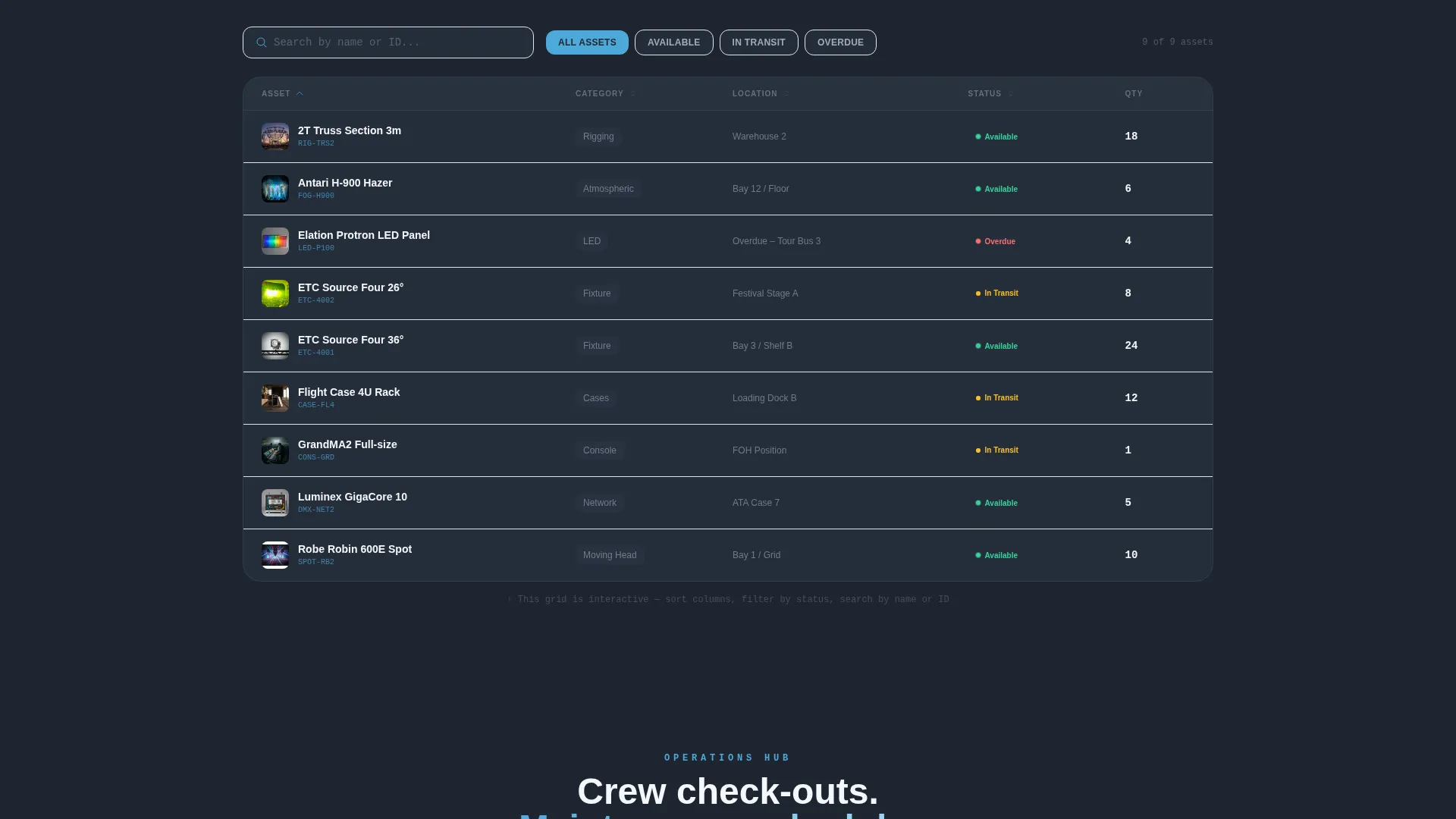 Entertainment Inventory Management Landing Page