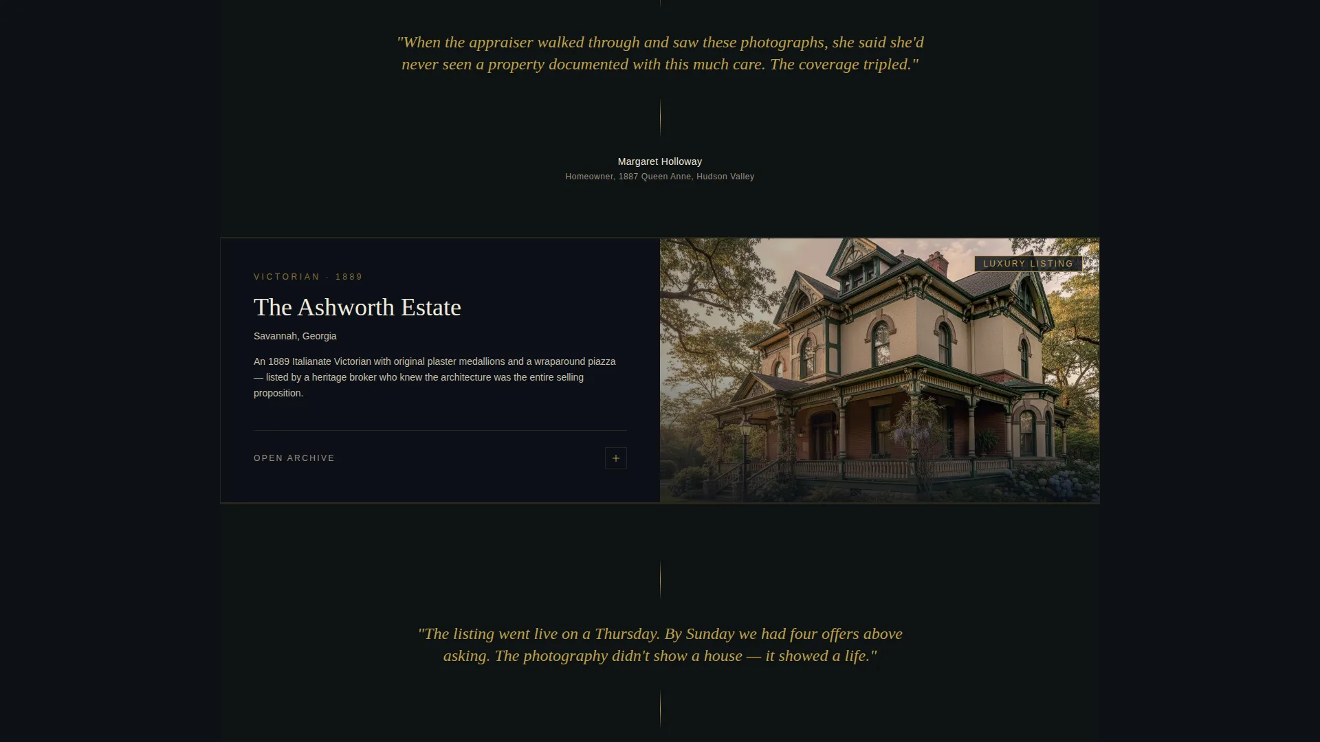 Historic Home Photography Landing Page Template