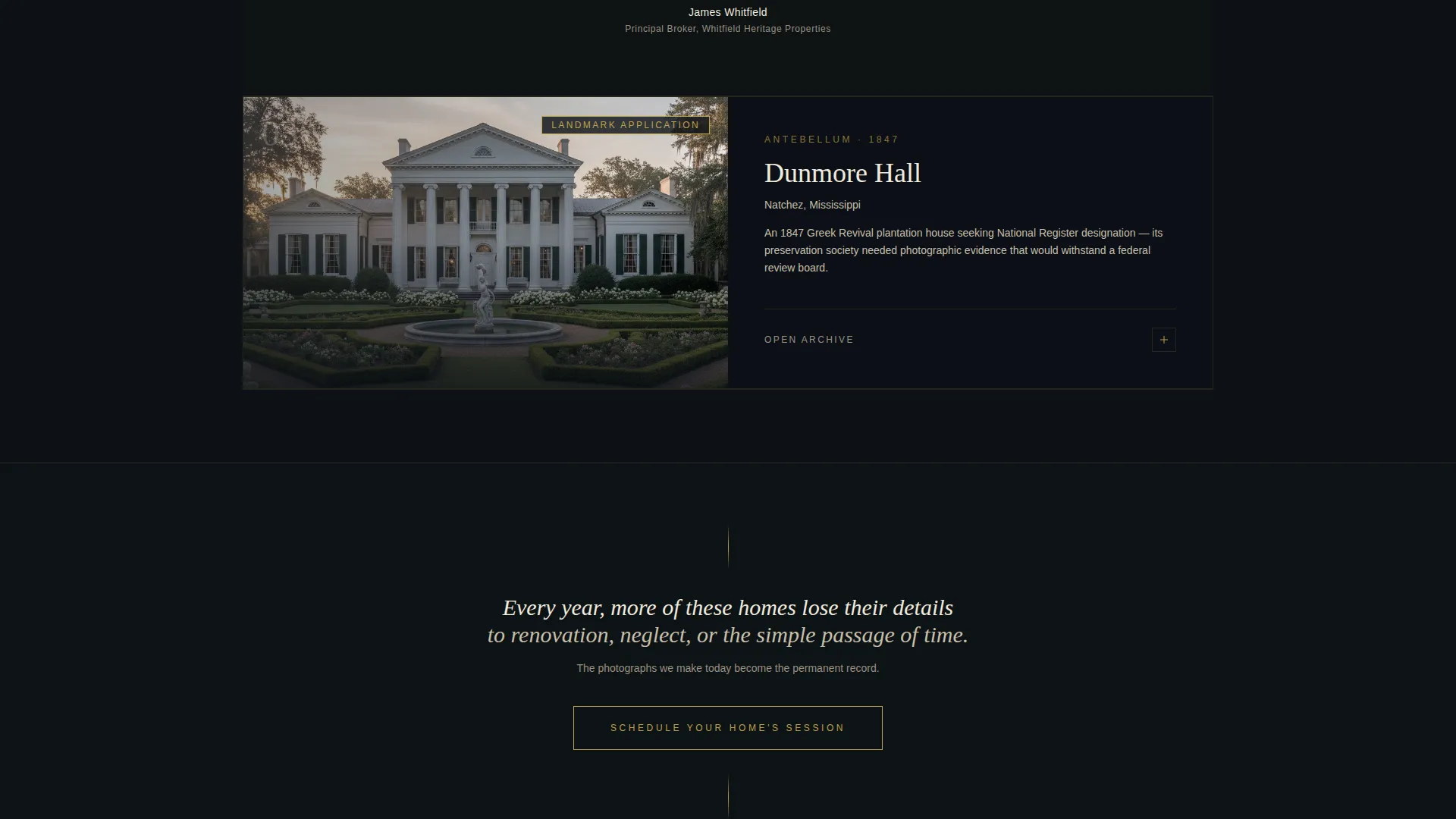 Historic Home Photography Landing Page Template