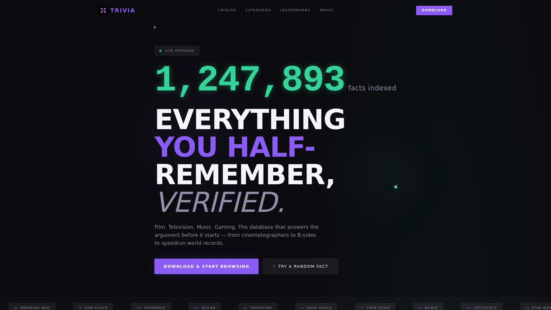 Entertainment Knowledge Base Landing Page Template
