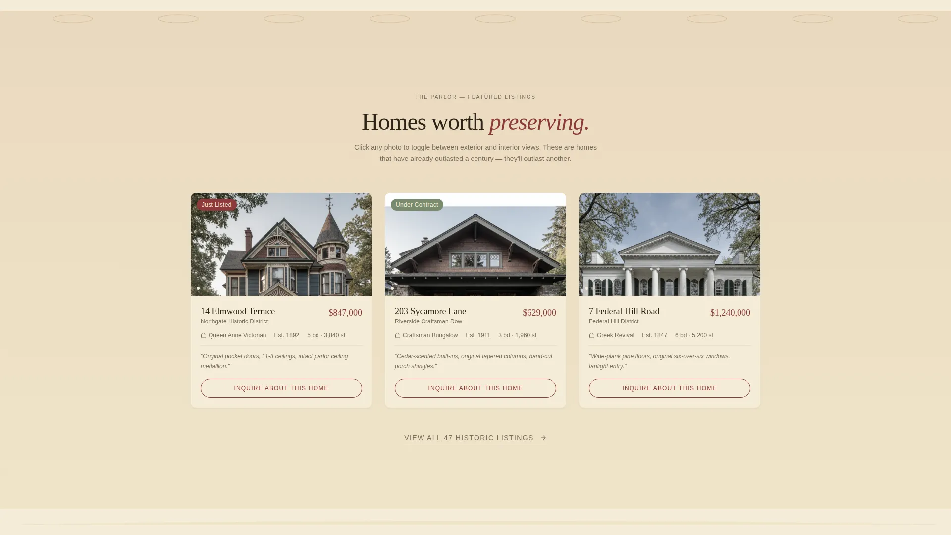 Historic Home Real Estate Landing Page Template