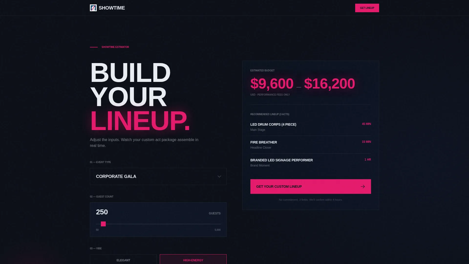 Entertainment Booking Landing Page Template