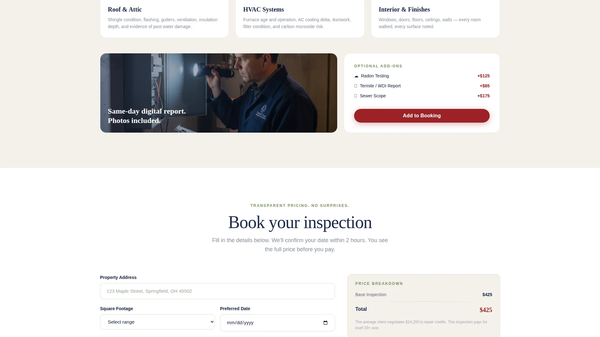 Home Inspection Landing Page Template