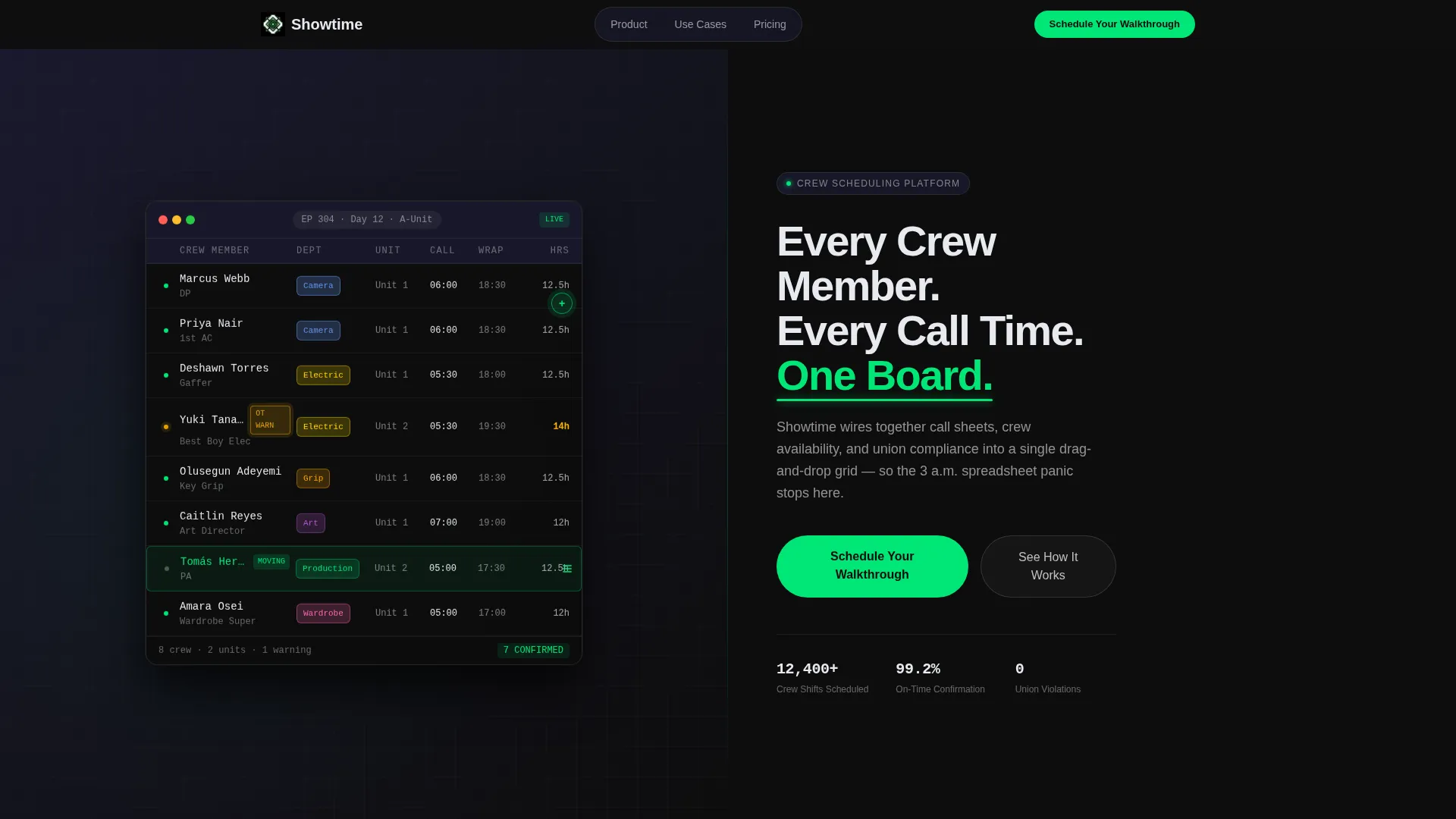 Entertainment Staff Scheduling Landing Page Template