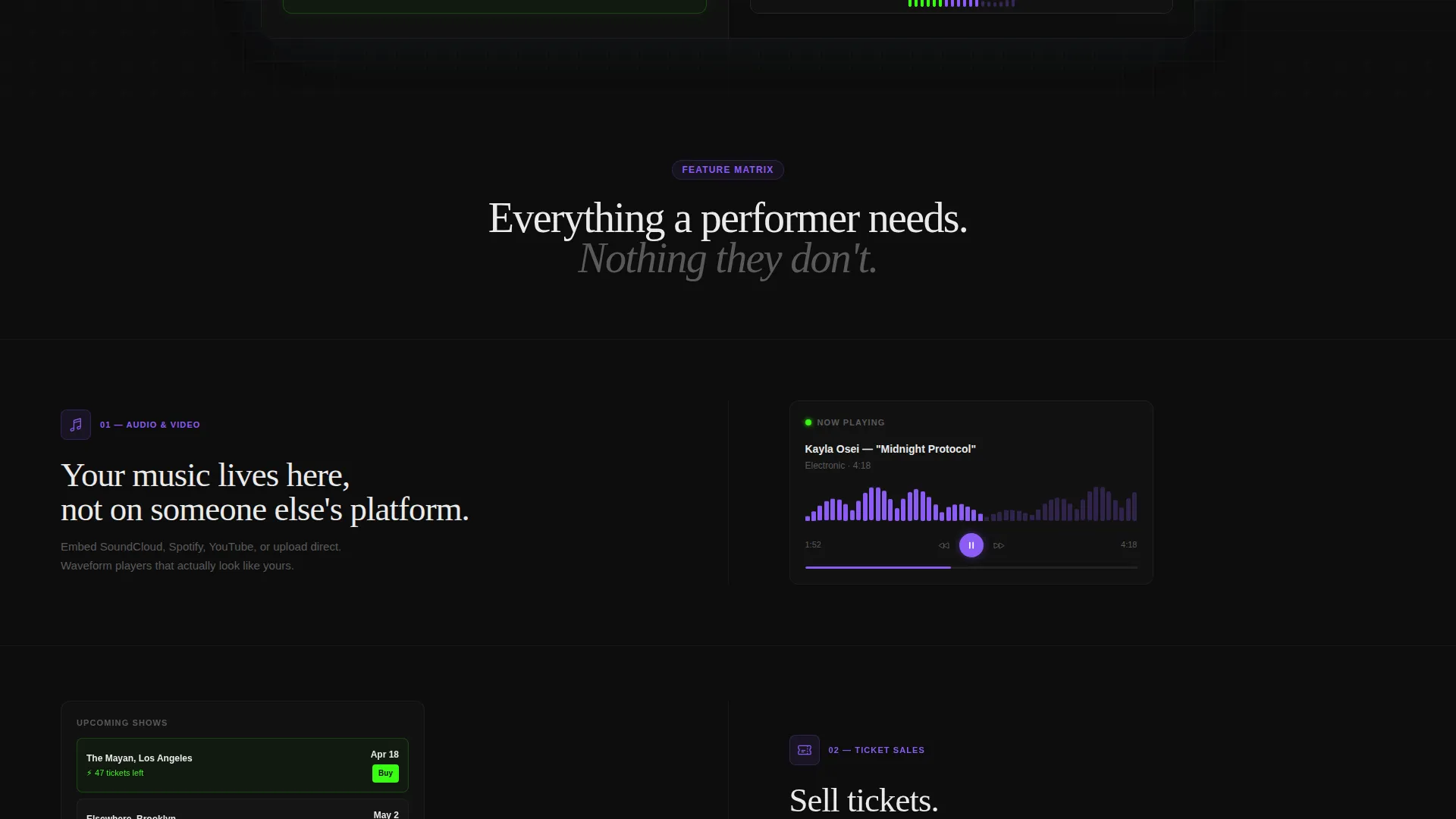 Electric Entertainment Website Builder Landing Page