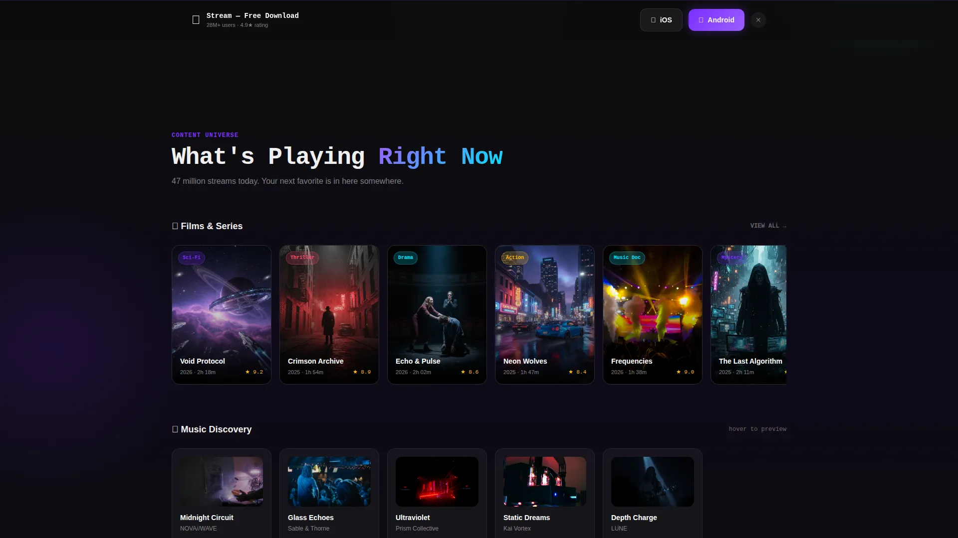 Entertainment App Landing Page Template