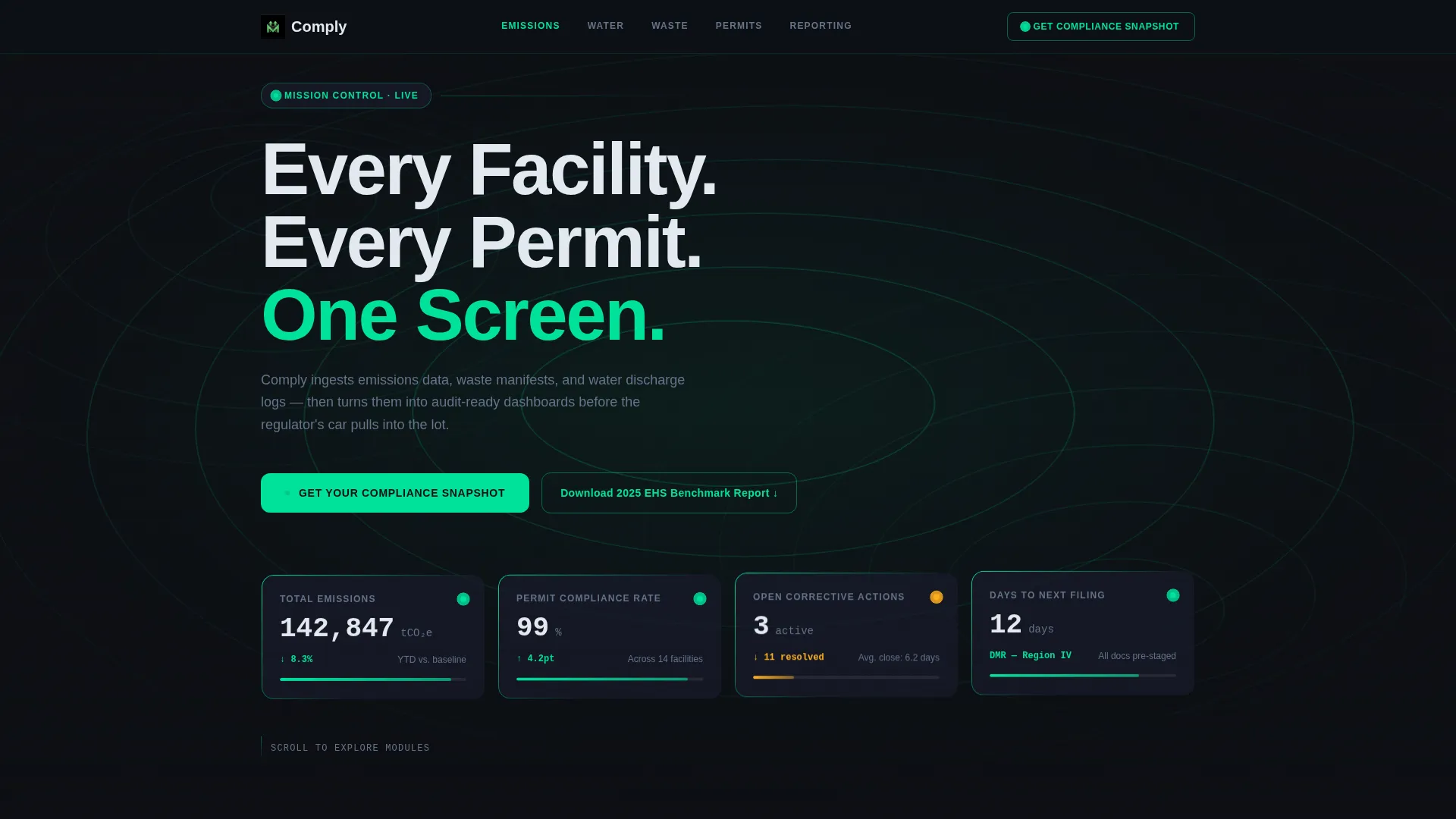 Environmental Compliance Software Landing Page Template
