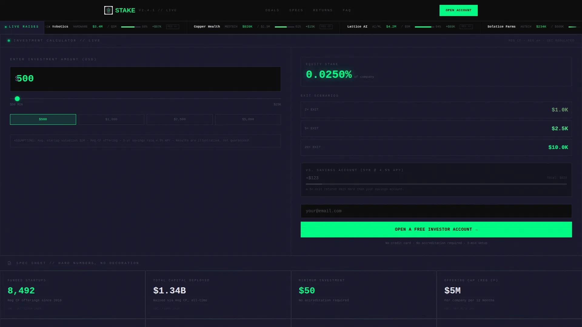 Equity Crowdfunding Bento Grid Landing Page Template