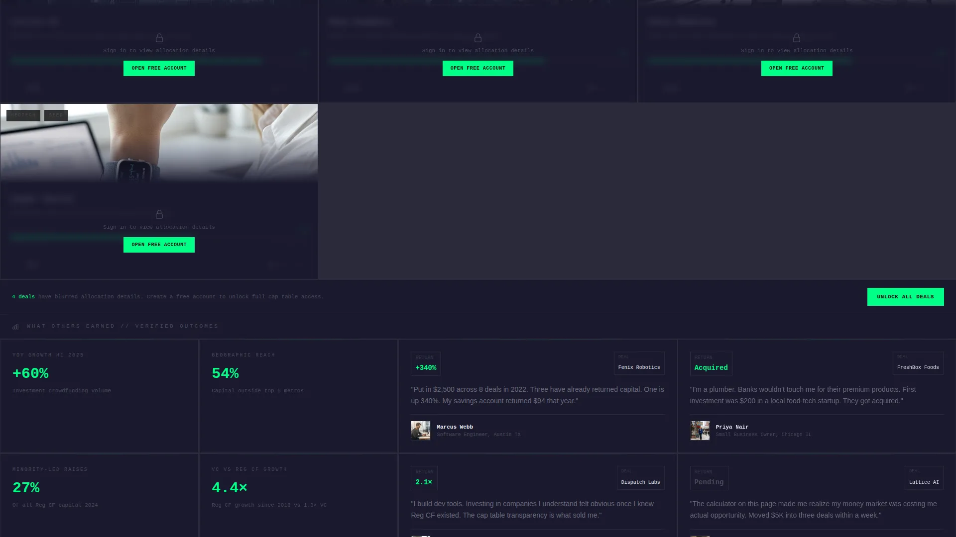Equity Crowdfunding Bento Grid Landing Page Template