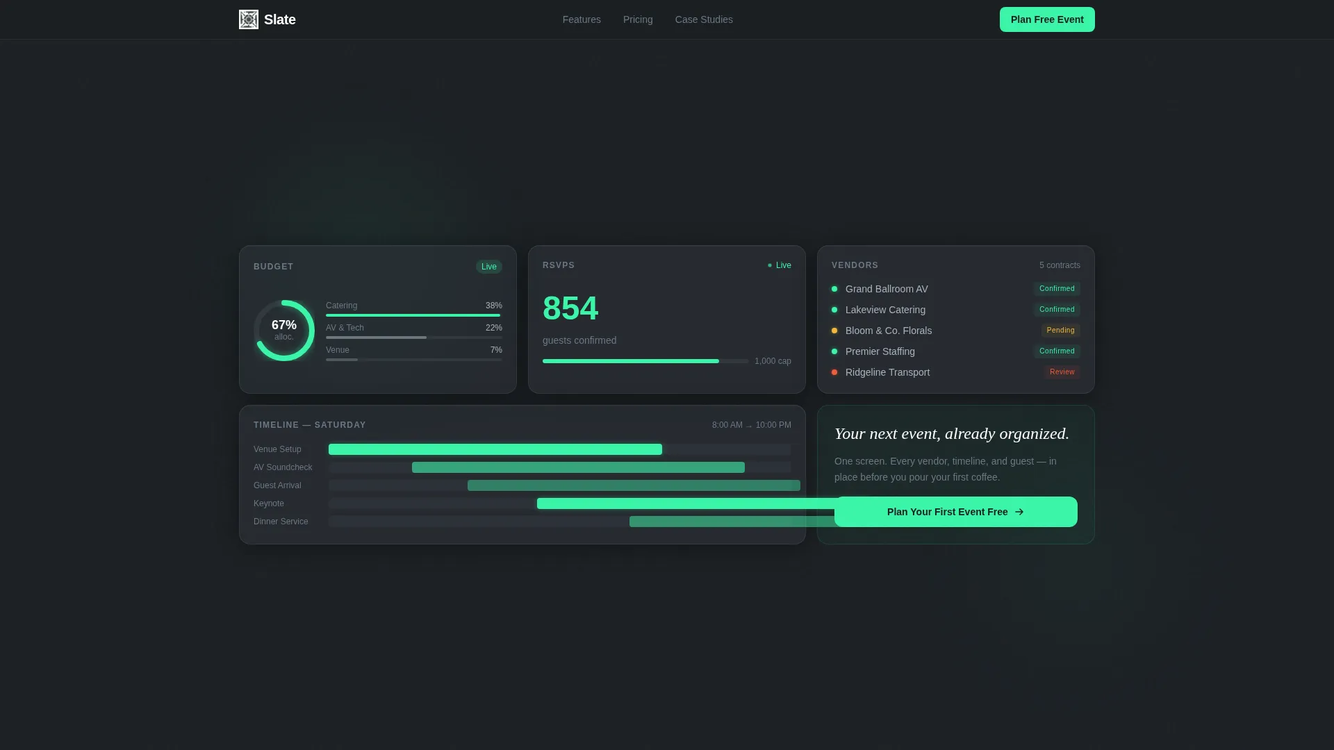 Event Planning Digital Presence Cost Calculator Website Template