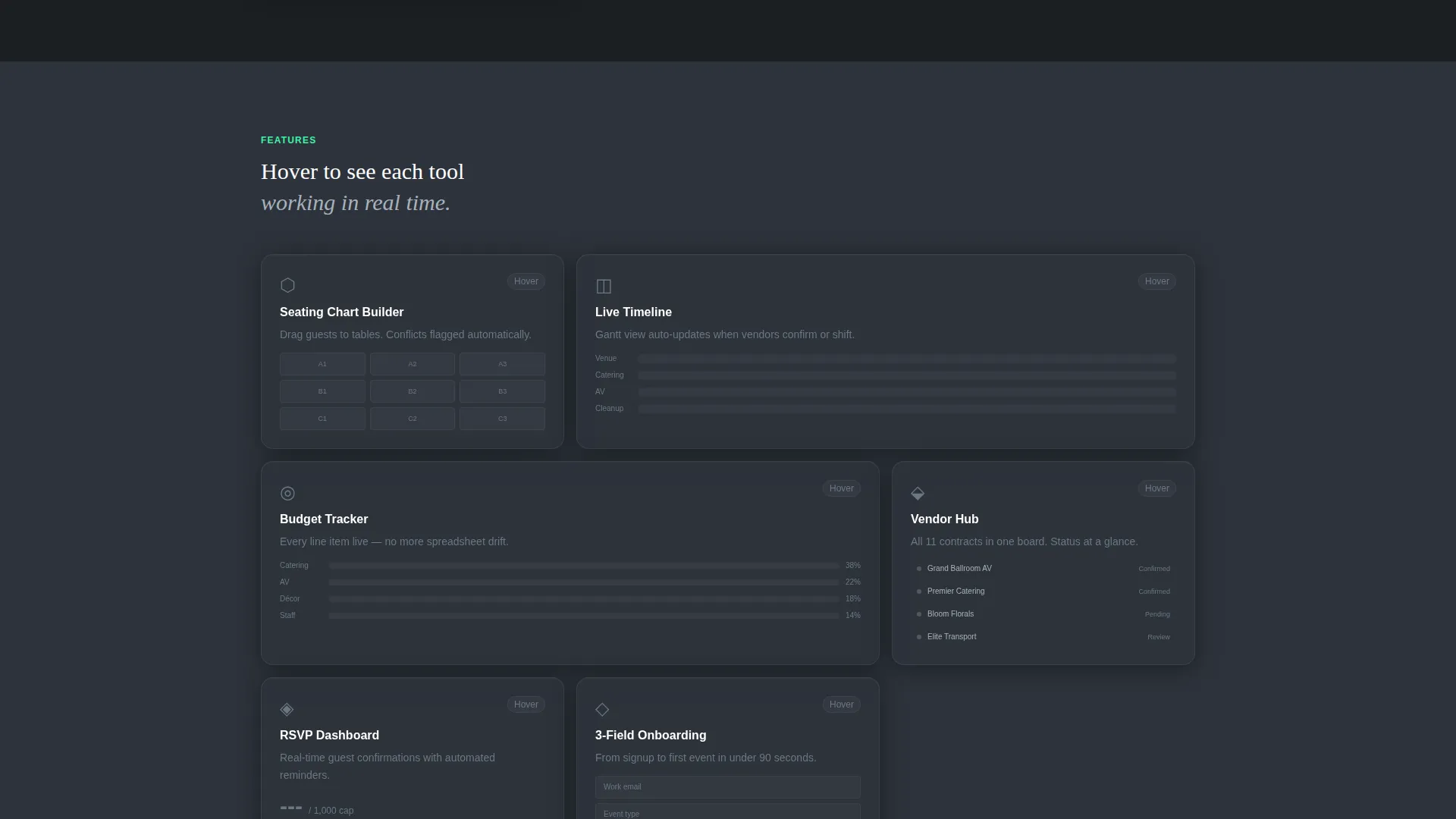 Event Planning Digital Presence Cost Calculator Website Template