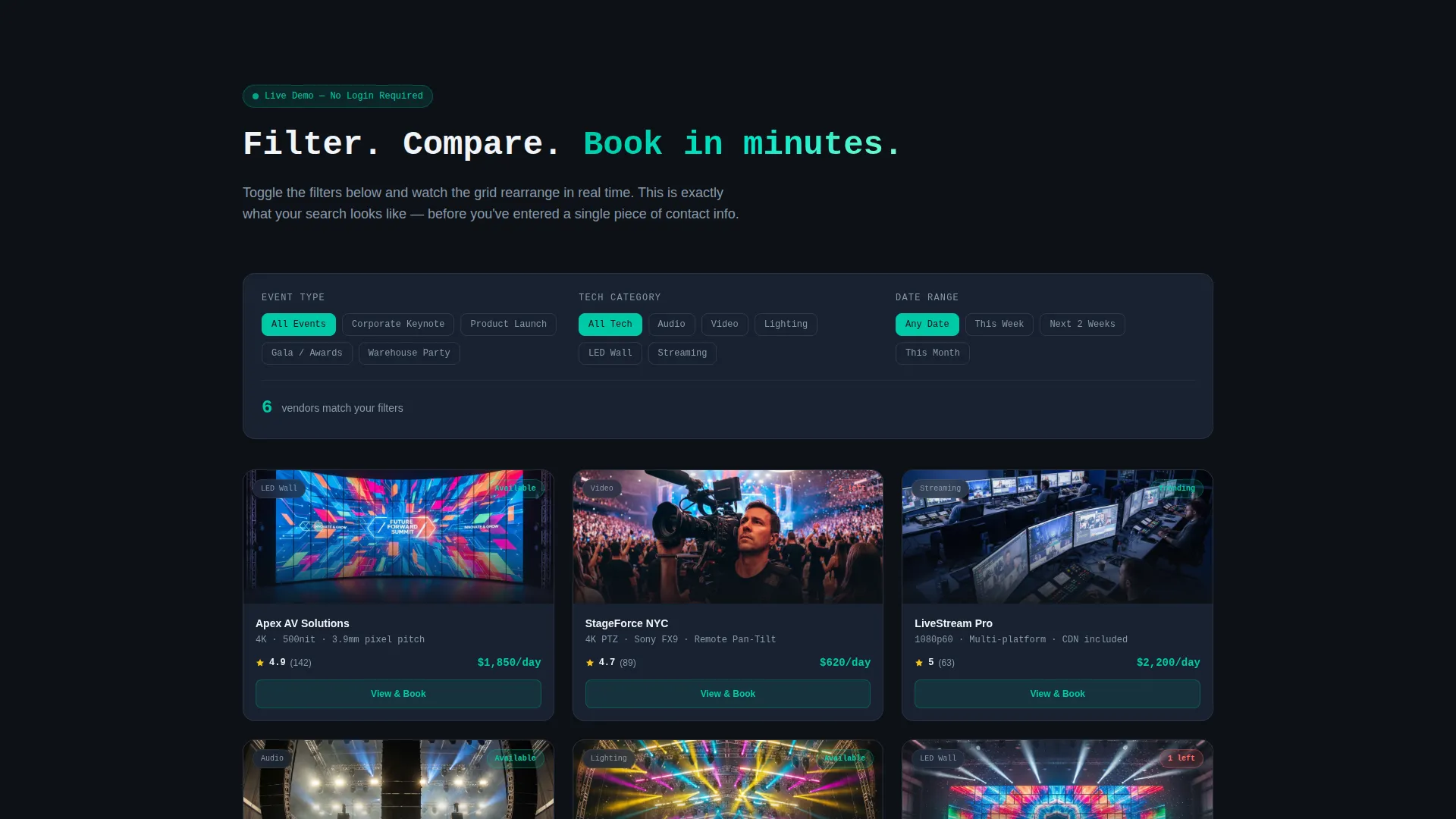 Event Tech Vertical SaaS Booking Website Template