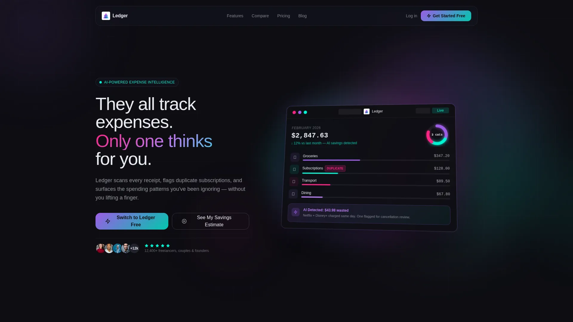 Expense Tracker Comparison Landing Page Template