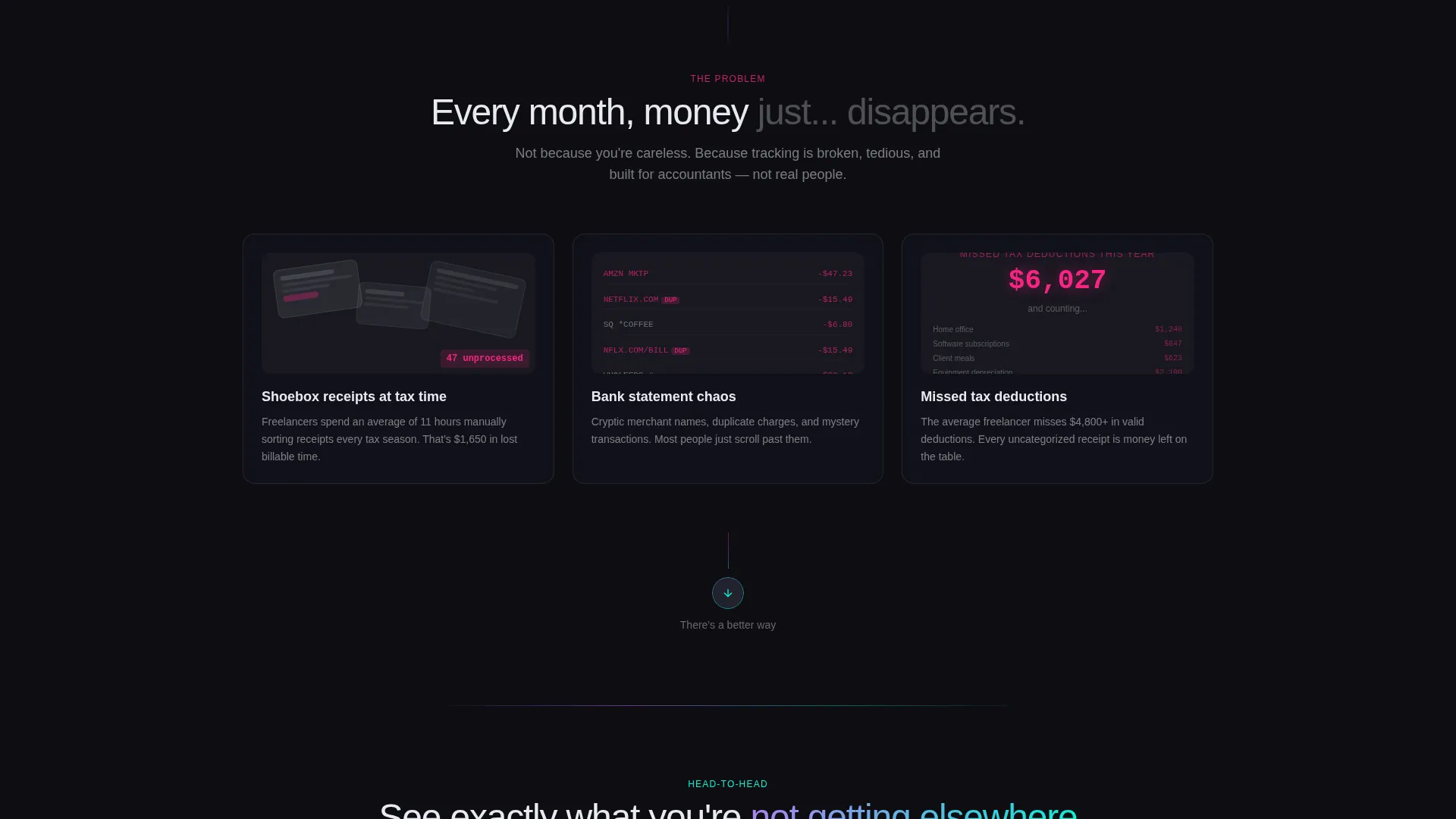 Expense Tracker Comparison Landing Page Template