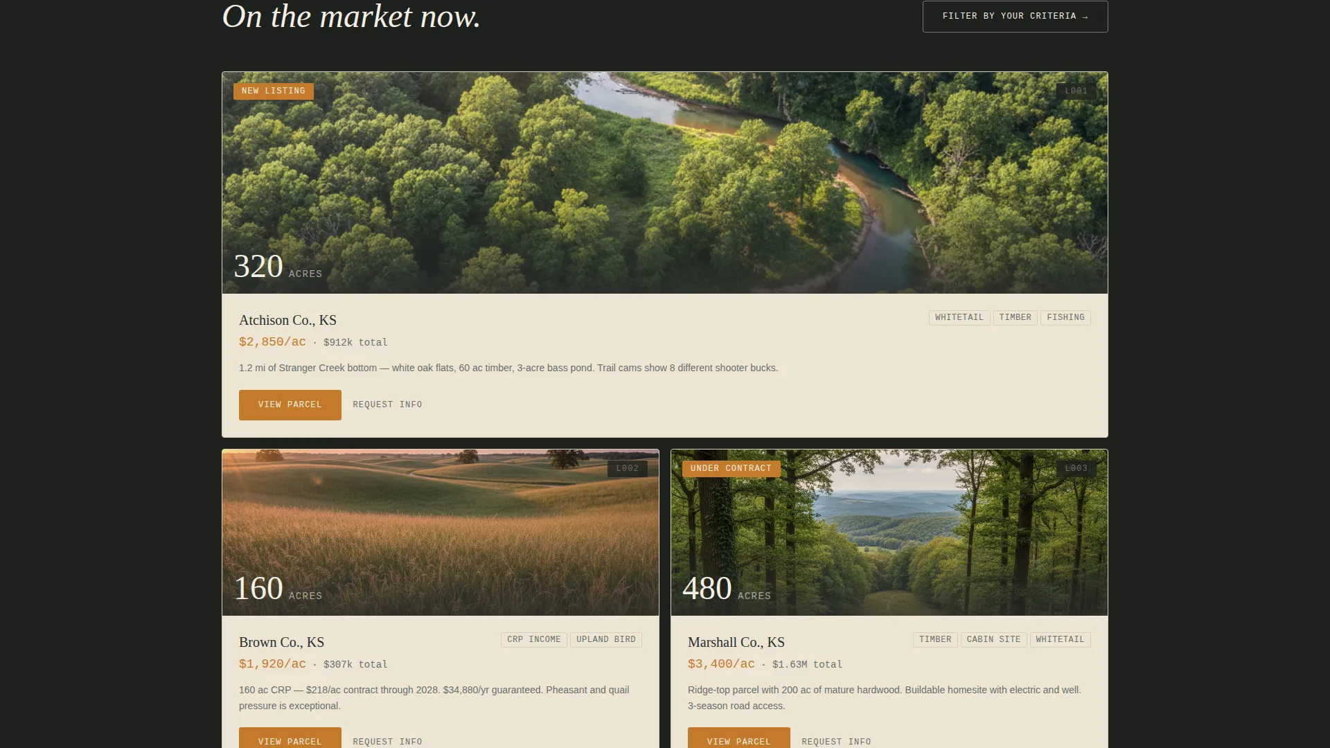 Hunting & Recreational Land Brokerage Landing Page