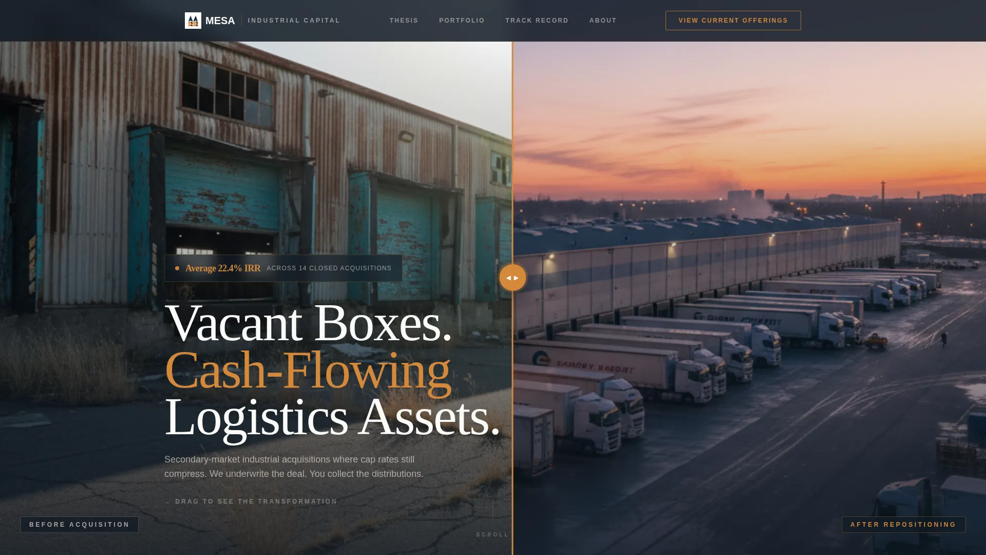 Industrial Warehouse Investment Landing Page Template