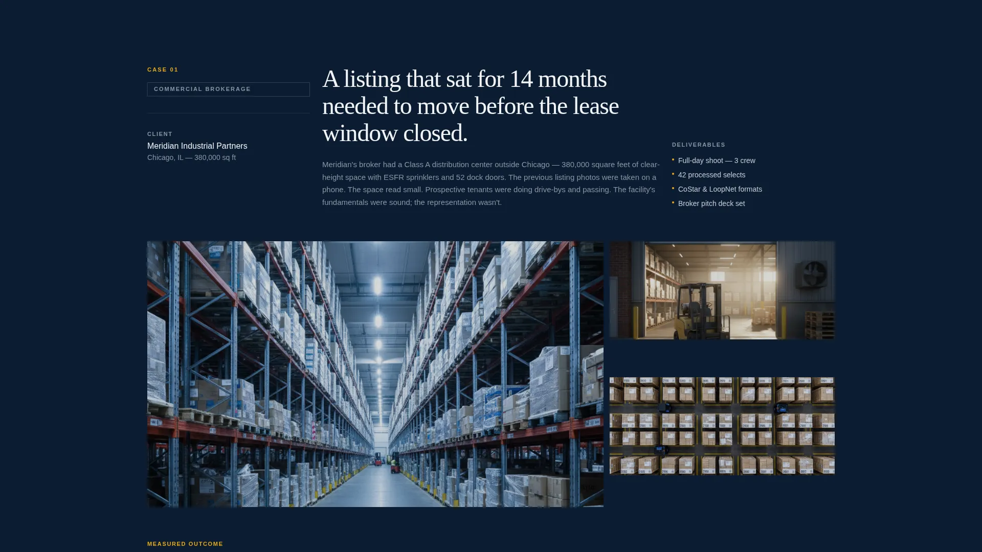 Industrial Warehouse Photography Landing Page Template