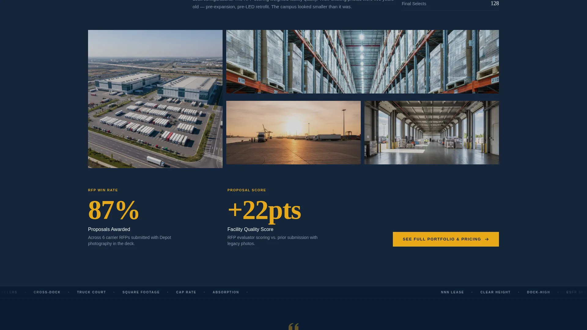 Industrial Warehouse Photography Landing Page Template