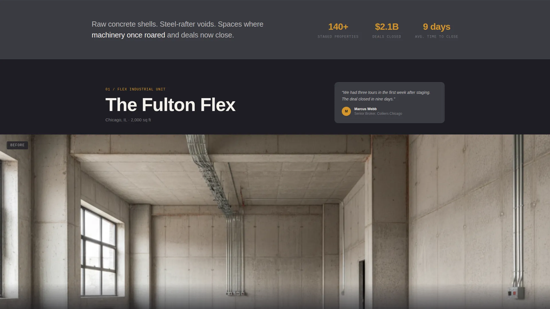 Industrial Warehouse Staging Landing Page Template