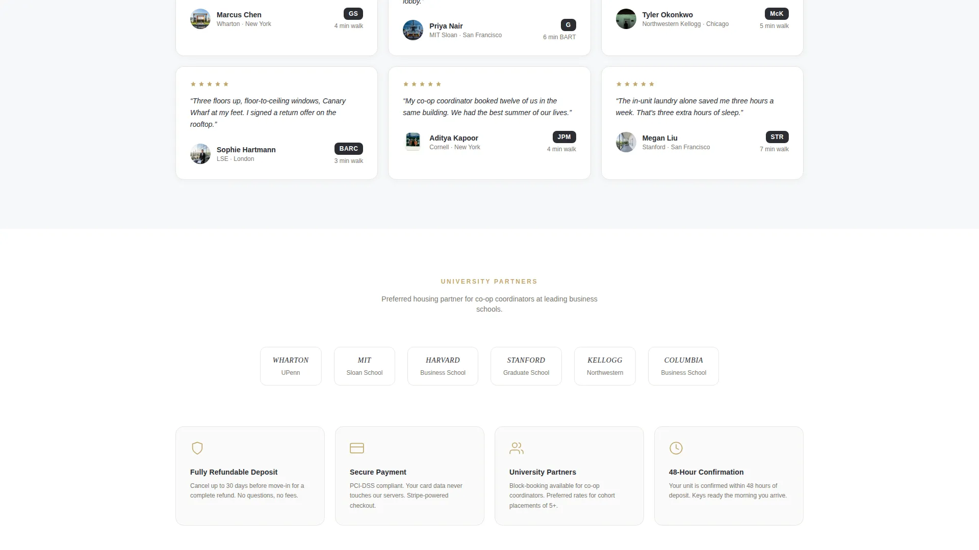 Premium Intern Housing Landing Page Template