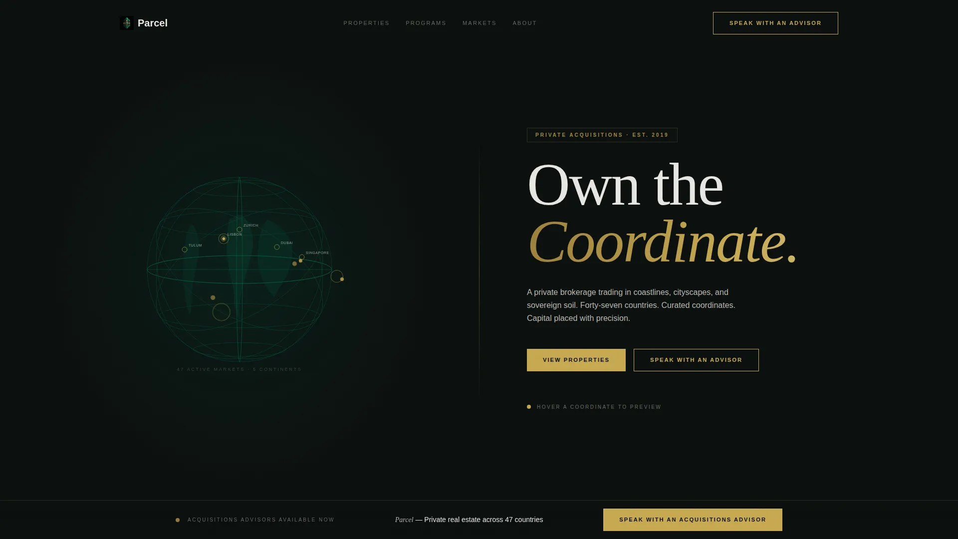 Dark Immersive Real Estate Brokerage Landing Page