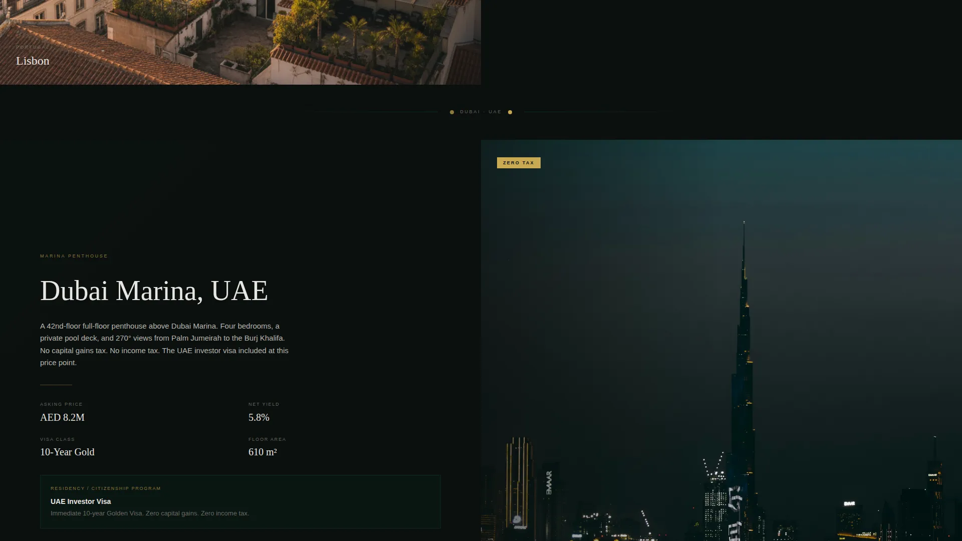 Dark Immersive Real Estate Brokerage Landing Page