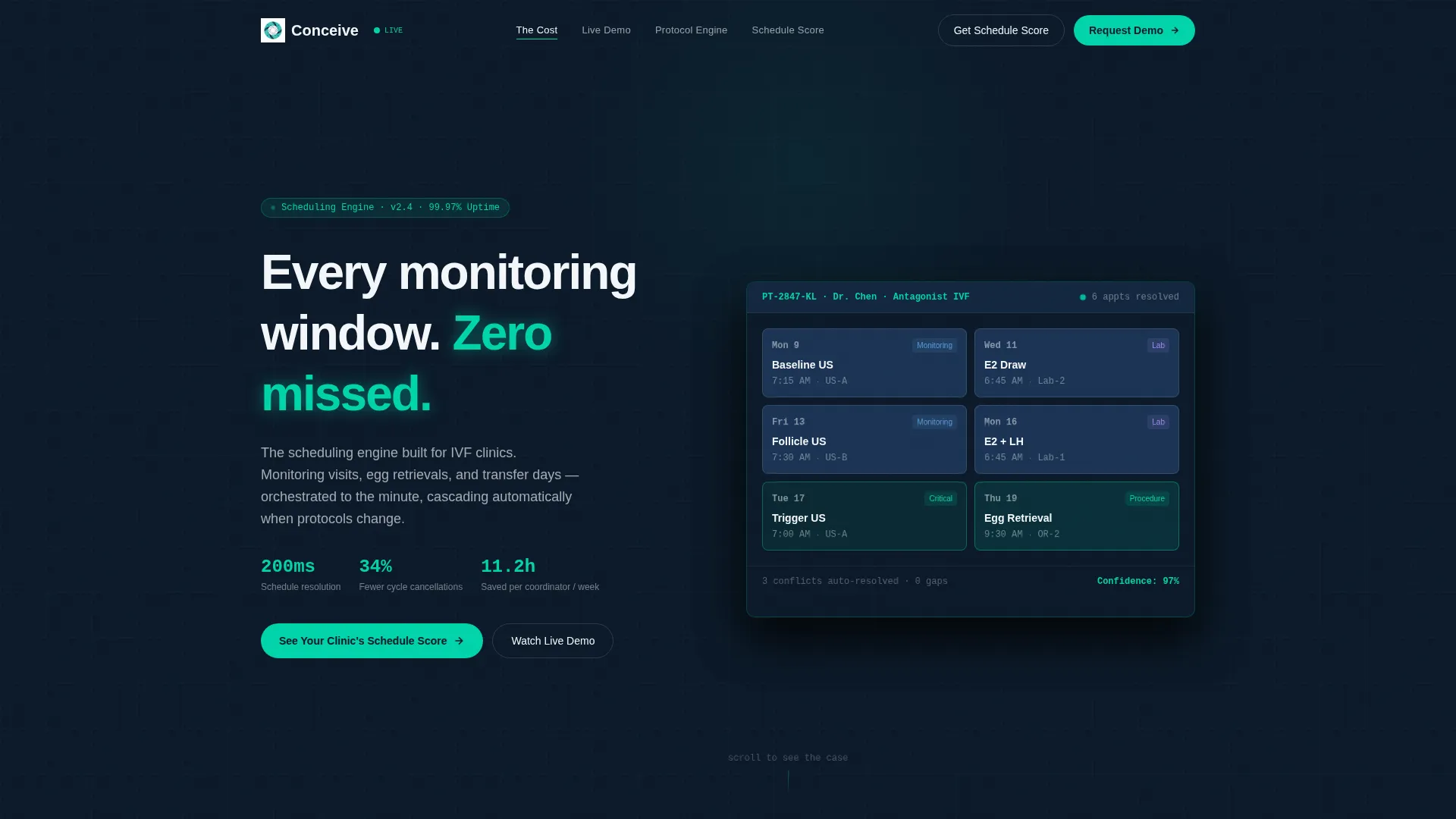 Precision Fertility Booking System Landing Page