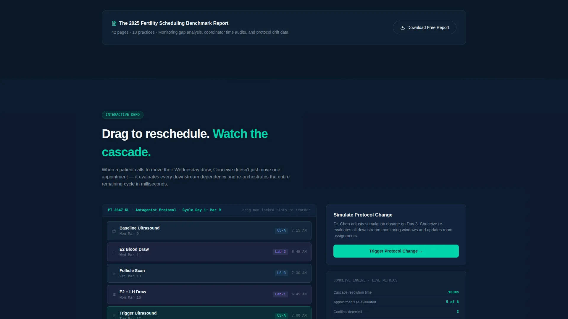Precision Fertility Booking System Landing Page