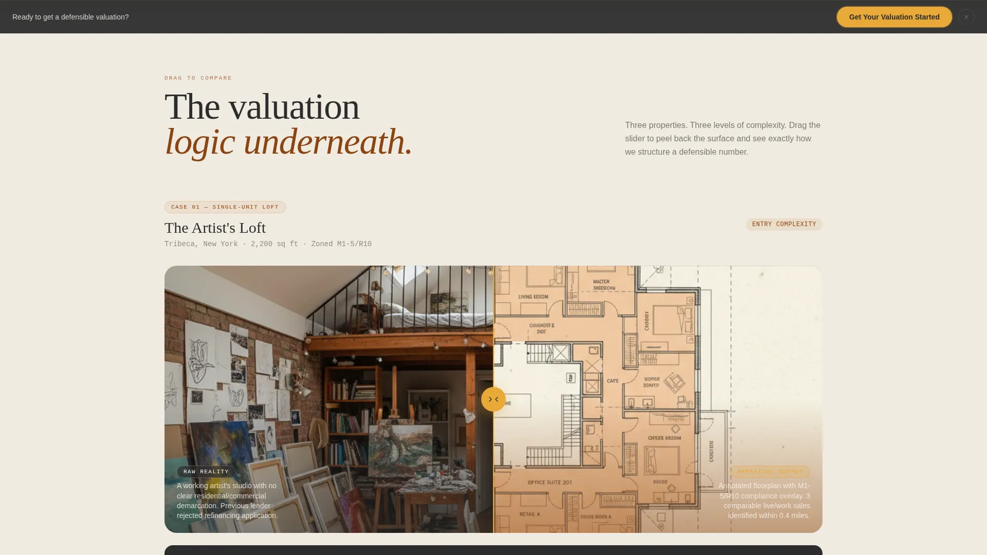 Live/Work Space Appraiser Landing Page Template
