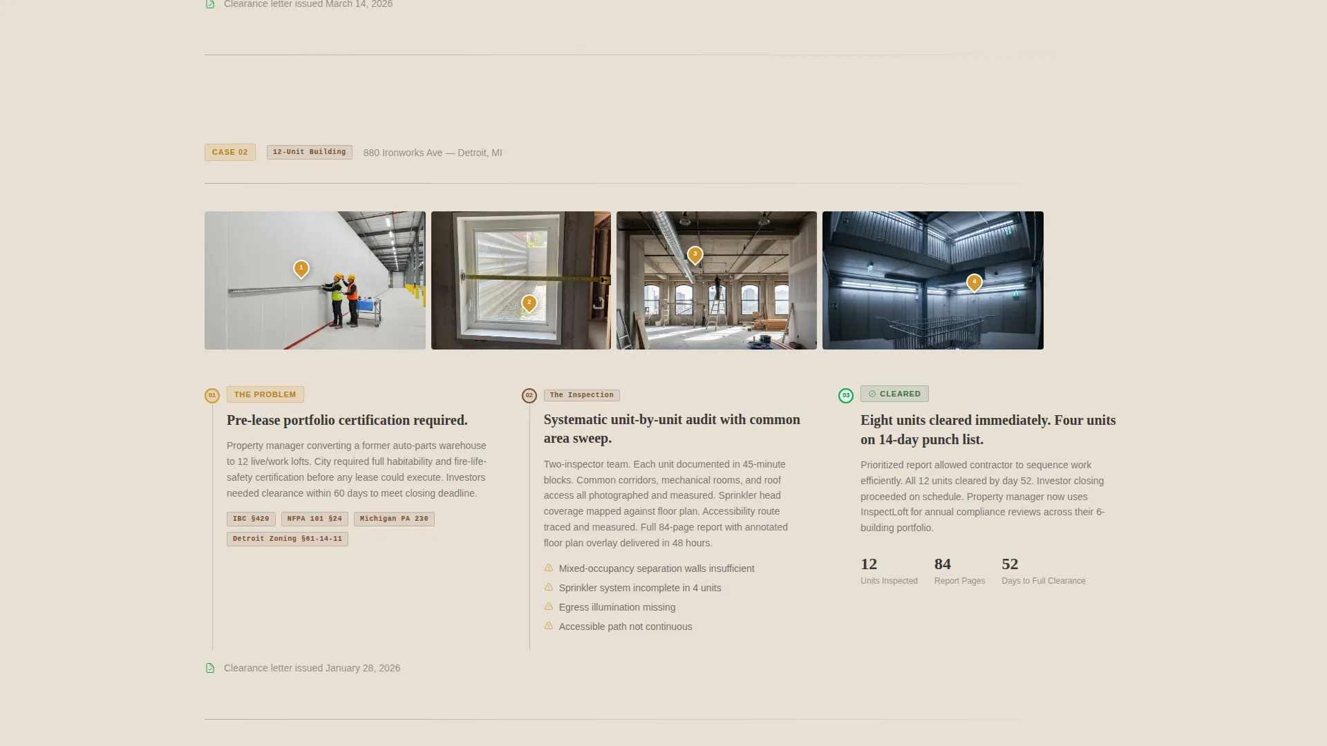 Live/Work Space Inspection Landing Page Template
