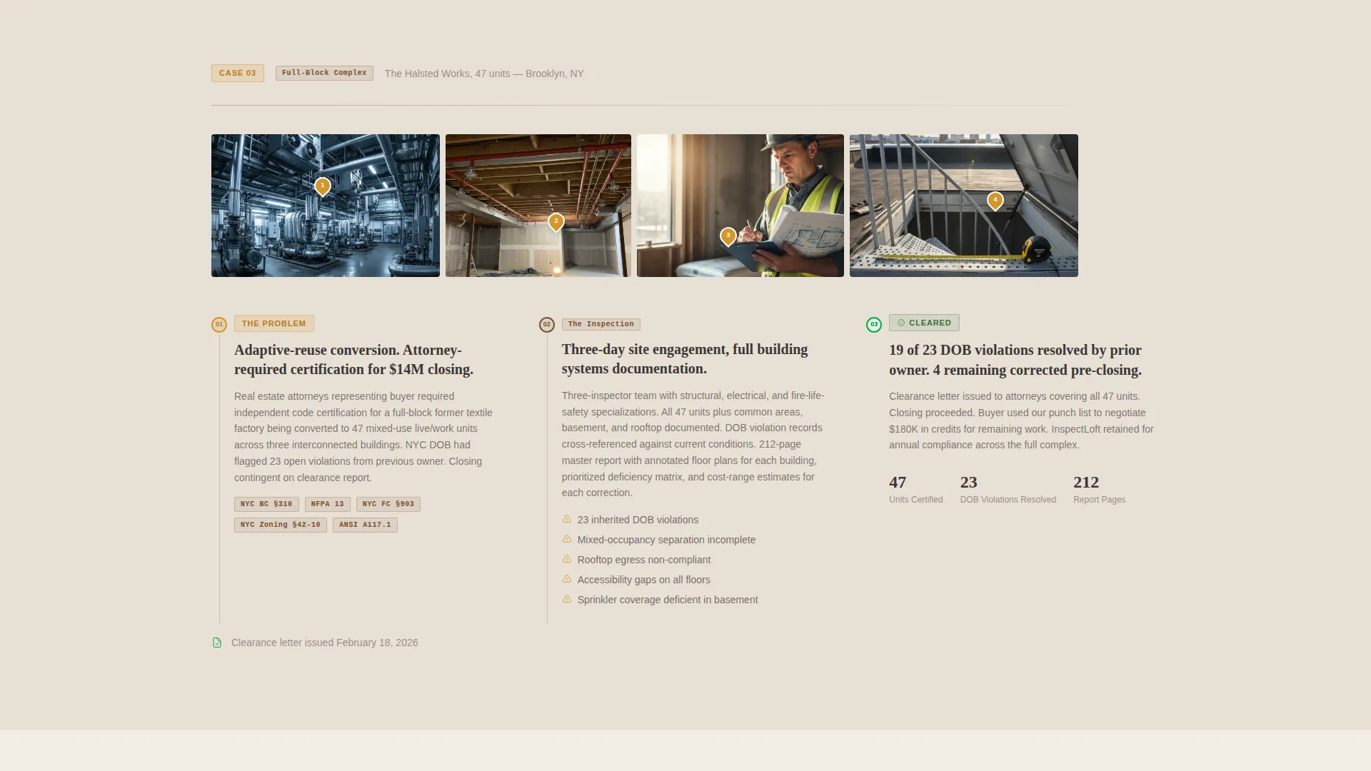 Live/Work Space Inspection Landing Page Template