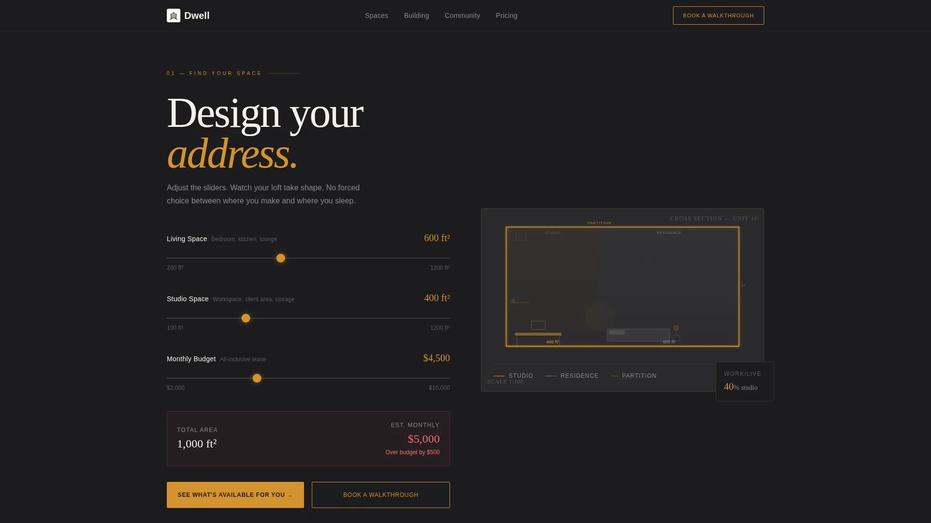 Immersive Live-Work Space Landing Page Template