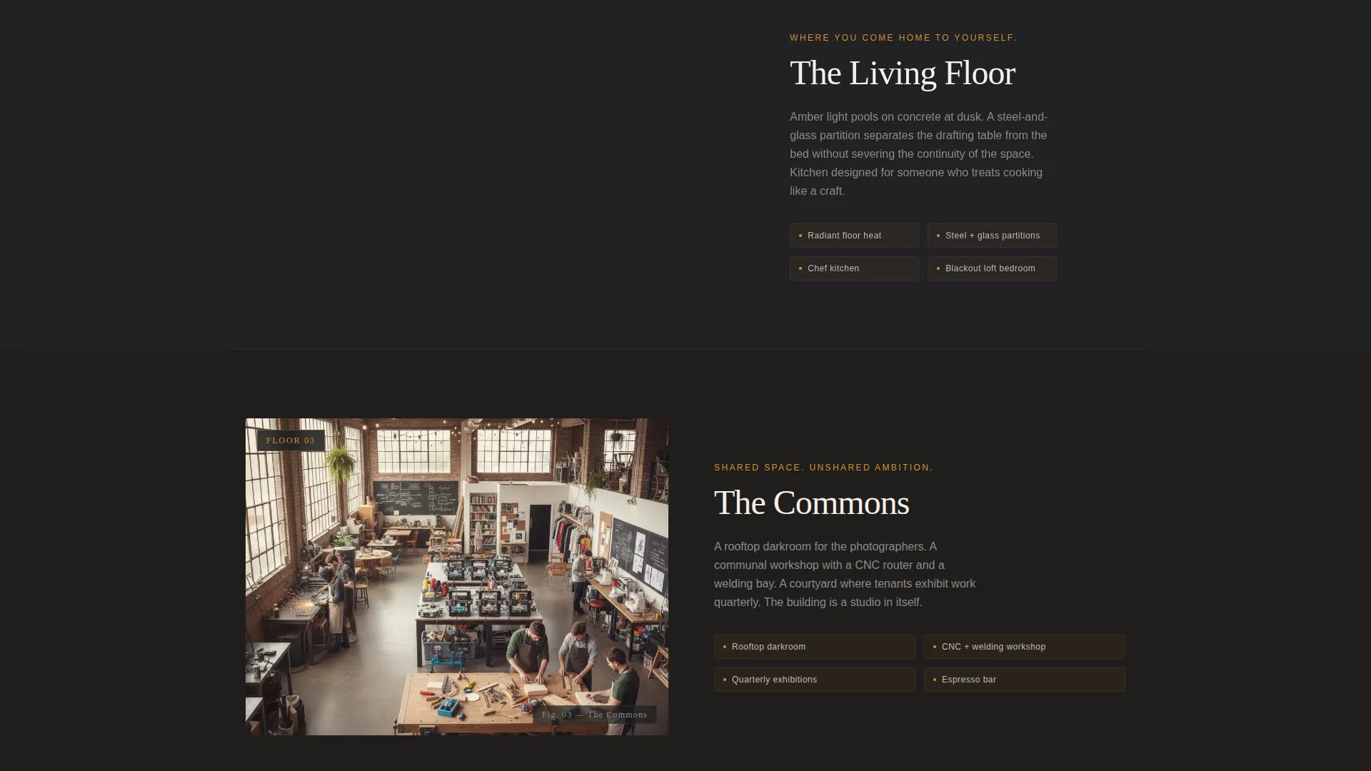 Immersive Live-Work Space Landing Page Template
