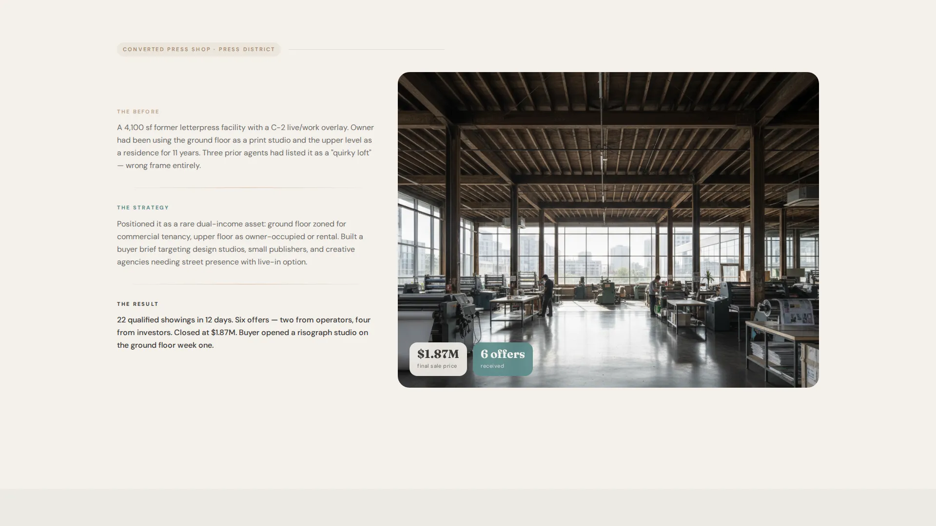 Live/Work Space Broker Landing Page Template