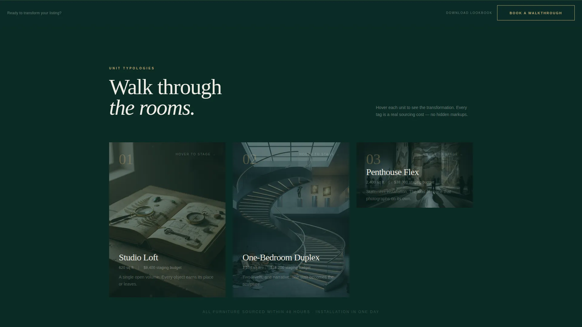 Immersive Live/Work Space Stager Landing Page